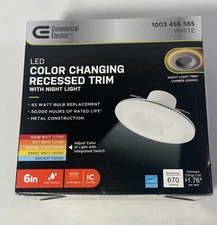 Commercial Electric LED Color Changing Recessed Trim Light w/ Night Light 6” NEW