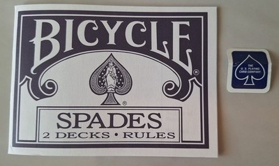 Pristine 1991 Vintage Bicycle Spades Rule Book W/ Card Box Sticker, Cincinnati