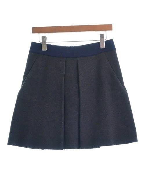 Cedric Charlier Gray Navy Wool Blend Mini Skirt Size 42 Pre-Owned