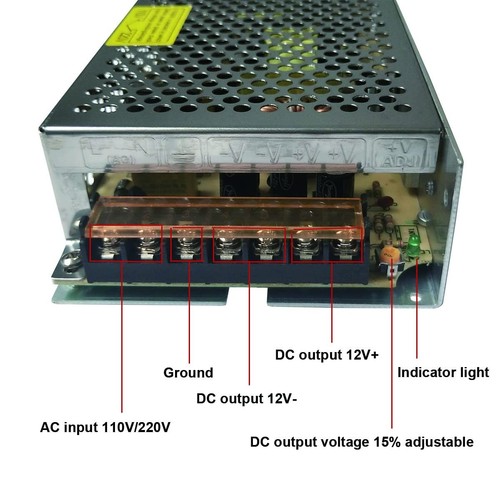 Fuente de alimentación conmutada regulada universal AC 110V/220V a DC 12V 15A 180W Ad... - Imagen 3 de 4