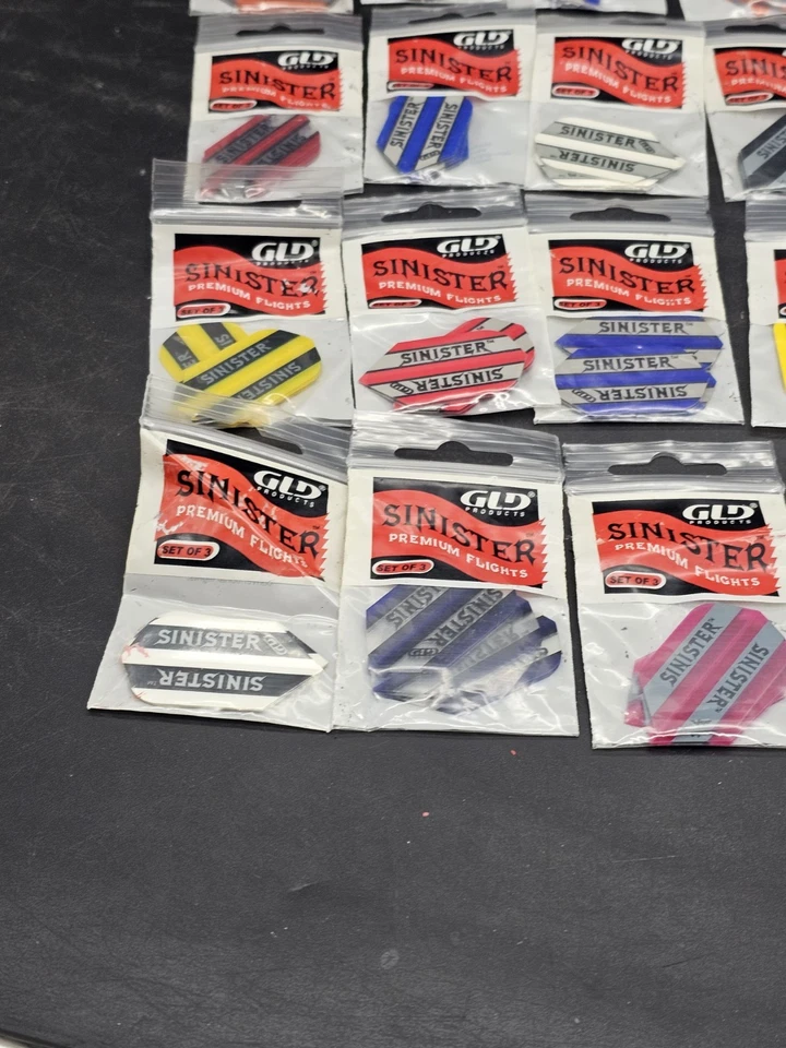 Dart Flights GLD Siniestro Lote de (20) Paquetes De 3 Nuevo De Lote Antiguo Delgado Foto 4 de 4
