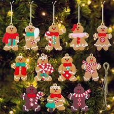 12PCS Gingerbread Man Christmas Tree Ornaments Assorted Styles