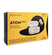 Audien ATOM PRO 2 Wireless Rechargeable OTC Hearing Assistance - NEW, Open Box