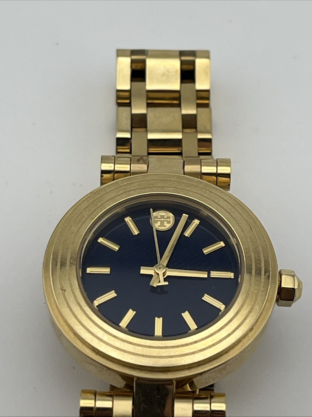 Tory Burch Classic Small Navy Blue Dial & Gold Tone Watch TBW9010 *Working* thumbnail 5