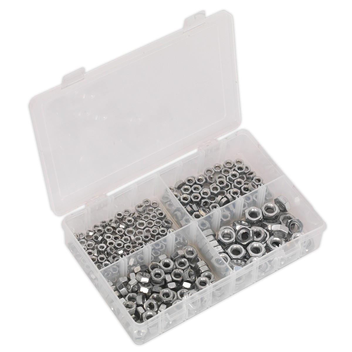 Sealey Ab028Sn Steel Nut Assortment 370Pc M5-M10 Din 934 Metric