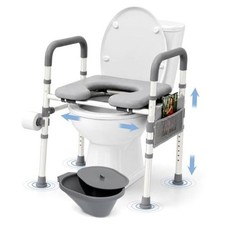 Raised Toilet Seat with Handles   Toilet Riser for Seniors   Adjustable Height