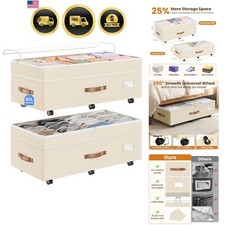 Storage Box Under Bed 80L Large Capacity Foldable Waterproof with Wheels