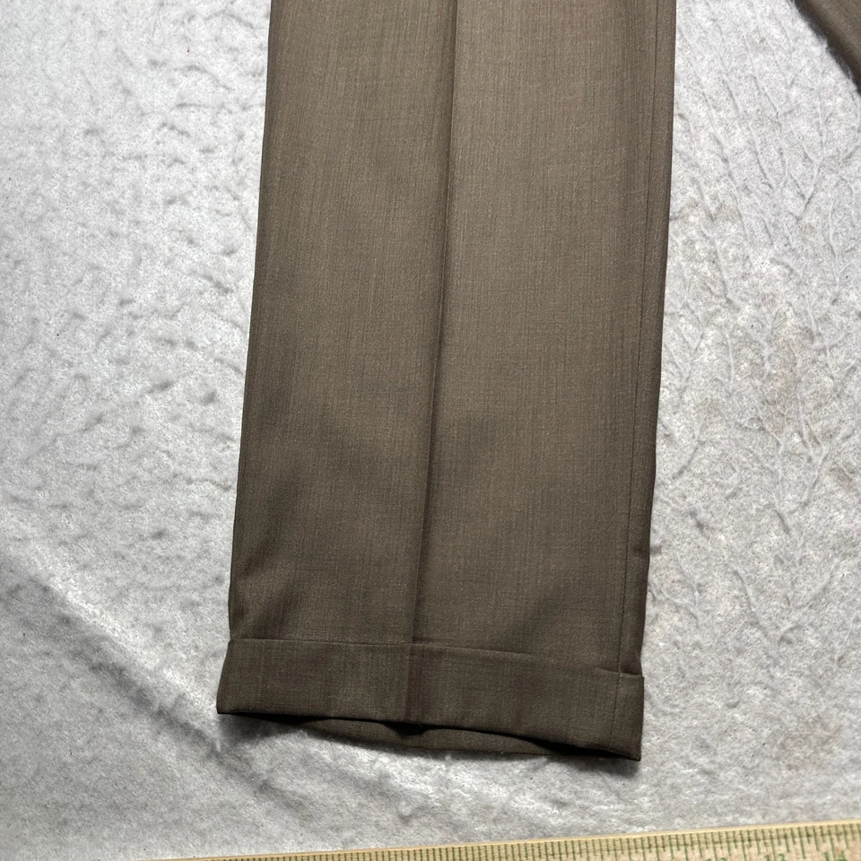Pantalones de vestir Axist marrón plisados puños rectos mezcla de rayón para hombre talla 34 x 32 Foto 2 de 4