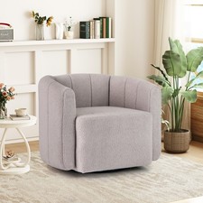 Modern Upholstered Sherpa Swivel Barrel Chair Bedroom ArmchairGrey