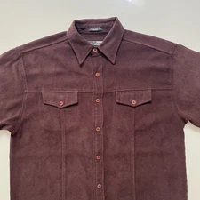 Vintage Oaktree Brown Button Down Long Sleeve Shirt Hong Kong Polyester Size Med