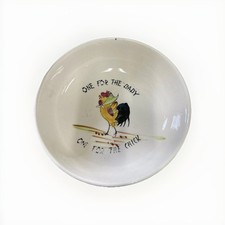 MCM Baby Feeding Rooster Bowl 6 inch Dia One For The Baby One For The Chick