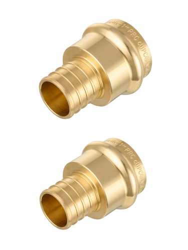 2 PCS 1 Inch Copper Press x 1 Inch PEX Crimp Coupling Brass Adapter Fitting