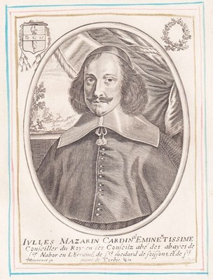 Jules Mazarin Cardinal Duke Nevers Rethel Portrait Engraving 1650