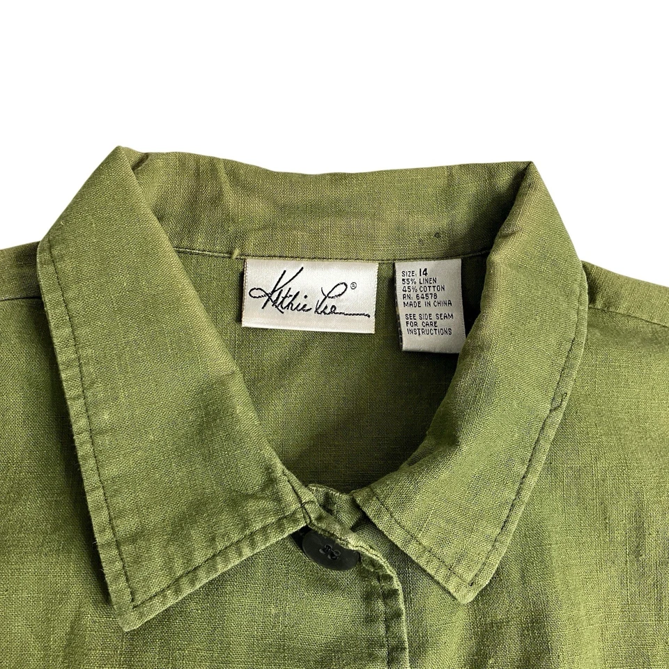 Colete Kathie Lee Feminino 14 Verde Linho Mescla Botão para Cima Y2K Grunge Academia - Imagem 4 de 4