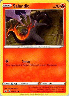 Salandit 027/202 Common SWSH01: Sword & Shield Base Set NM - Image 1 of 2