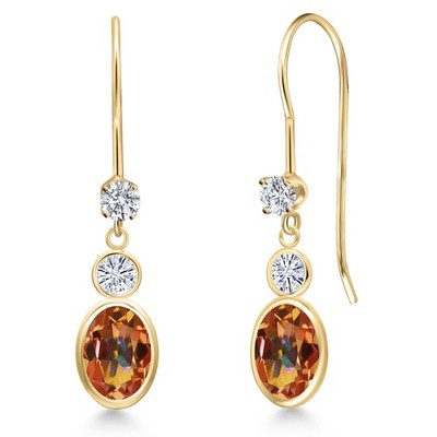14K Yellow Gold Ecstasy Mystic Topaz and White Moissanite and Lab Grown Diamond