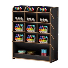 Wooden Desk Organizer Multifunctional Desktop Stationery Pen Holder Box Black