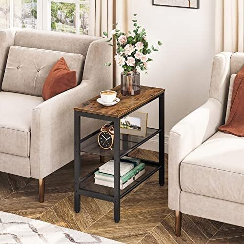 HOOBRO Tavolo Fine 3 Livelli Tavolino Laterale Stretto Comodino 23,6"L x 11,8"L x 23,6"H - Foto 1 di 7