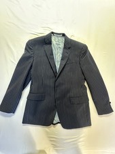 blazer sport coat jacket men 40R blue with pinstripe