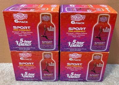 4 Boxes 6x4=24 Bottles 5-hour ENERGY Shot Sport Citrus Boost Pre-workout 9/26+