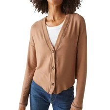 Michael Stars Noah Cardigan Brown Button Front Size XS Cropped Preppy Academia 
