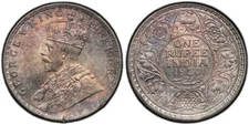 British India, 1920 C George V Rupee. PCGS MS 64. 50,500,000 Mintage.
