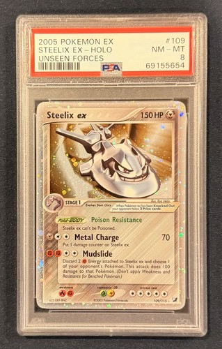 2005 Pokemon TCG Steelix ex 109/115 EX Unseen Forces Holo PSA 8