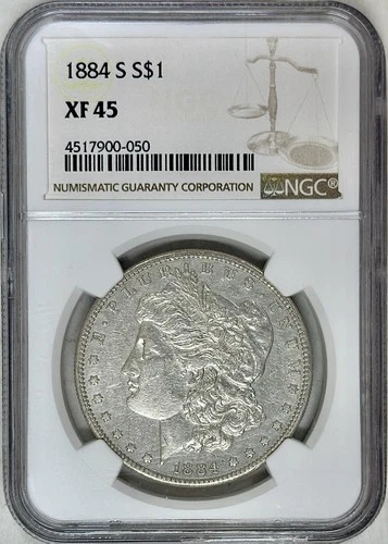 1884 S MORGAN SILVER DOLLAR NGC XF45
