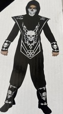 Way To Celebrate Silver Skull Ninja Halloween Costume SZ Boys L 10/12 New