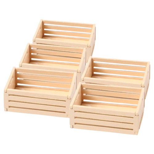 5 Piezas Cesta de Almacenamiento de Madera Cesta Miniatura Dollhouse Decoraciones - Imagen 9 de 12