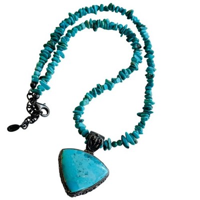 Barse Blau Türkis Perlen Halsband Halskette Perlen Sterlingsilber 925 19''