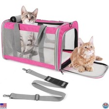 Large Cat Carrier Bag, Soft-Sided Travel Carrier for 20 lbs, 4 Mesh Windows