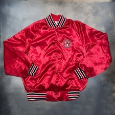 Vintage Wall Street Journal Dow Jones Satin Jacket Red Bomber Satin Jacket Sz L