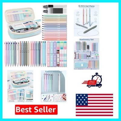 Complete Stationery Solution: 56 Essentials with Blue Storage Case & Bright Ink