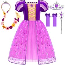 Princess Dresses for Girls Puff Sleeve Princess Costume Purple Princess Dress...