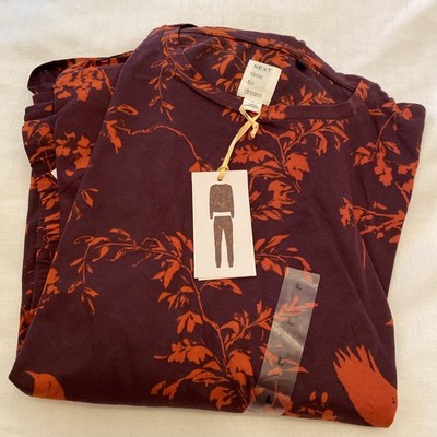 NEXT Damen Pyjama rot beere Vögel Langarm Größe L UK Größe 16-18 Neu