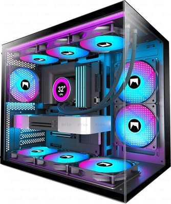 H3 ATX PC Gehäuse 3 ARGB Lüfter vorinstalliert Dual Kammer Gaming Tower Computer