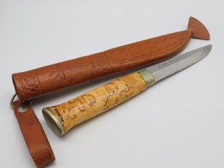 Vintage Finnish Iisakki Järvenpää Oy Puukko Knife Scabbard Leather Sheath