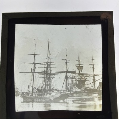 Antique Magic Lantern Slide Kingstown harbour  dun laoghaire Dublin Ireland 