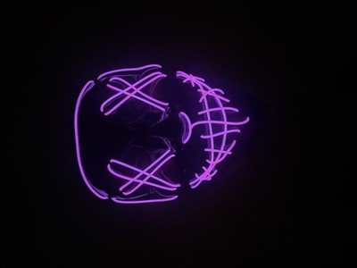 NeonPurple Halloween Face Mask LED Light Up 3 Modes Cosplay Clubbing Party Purge