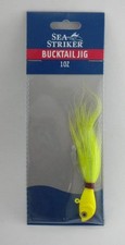Sea Striker SSBTJ1-C 1 oz Bucktail Jig Chartreuse Head Chart Tail Red Wrap