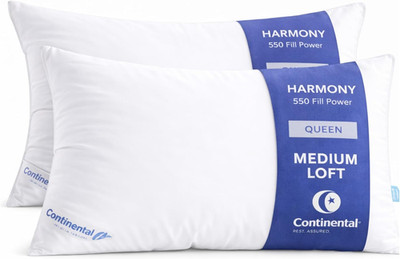 Harmony White Goose down Pillow 550 Fill Power Medium Loft 100% Cotton 300 Threa