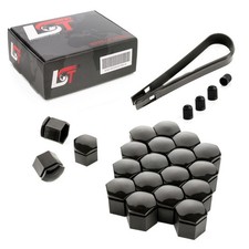 20x Felgen Radschraube Abdeckkappen Sechskant 19 mm schwarz glänzend für SAAB