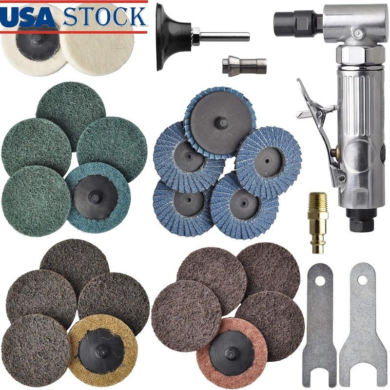 1/4 Inch Angle Die Grinder 20000 RPM Pneumatic Tool W/ 22 Grinding Discs New