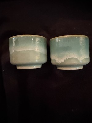 Matcha Japanese-Style Pottery Cups Traditional Tea Ceremony Sake Ceramic Seafoam