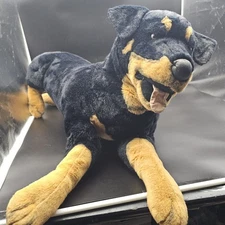Vintage 1998 Stuffins ROTTWEILER Laying Dog 36" Plush Black Brown X Large Jumbo