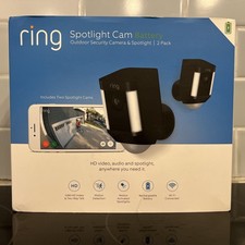 Ring Spotlight Cam Battery Outdoor Security Camera  Spotlight - Black 2-Pack