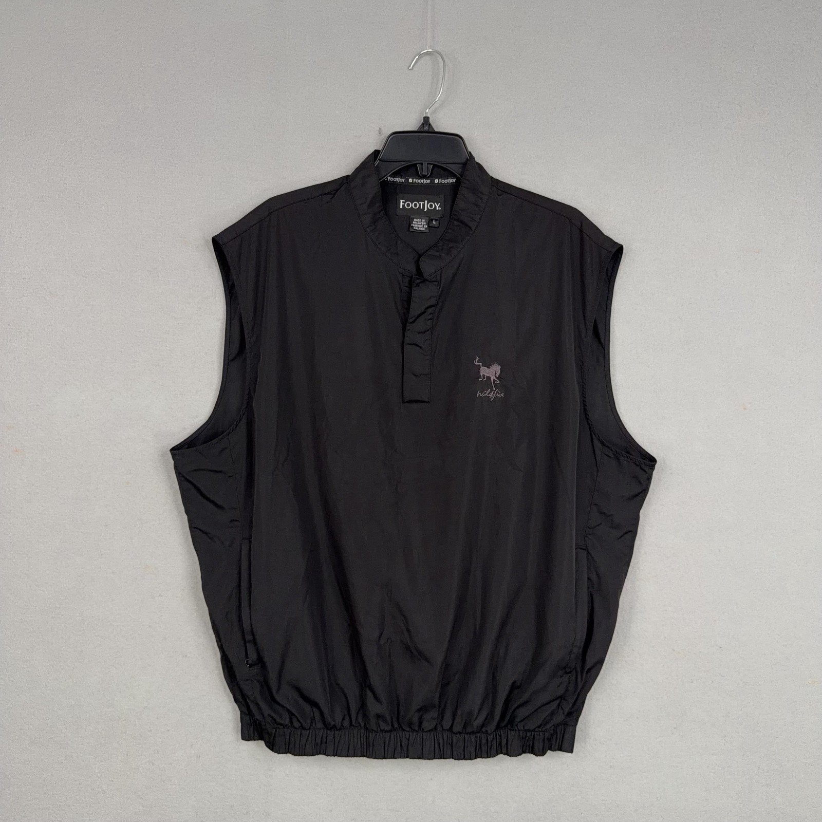 FootJoy Vest Mens Large Golf Windshirt Black Sleeveless Pullover Jacket Wildfire