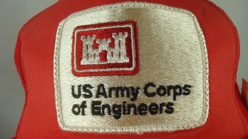 Us Army Corps Of Engineers Red Snap Back Trucker Hat With Tags Mesh Cotton Cap - Picture 2 of 12
