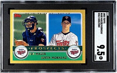 2003 TOPPS #680 JOE MAUER JUSTIN MORNEAU GOLD 1055/2003 SGC 2003 TOPPS #680 JOE MAUER JUSTIN MORNEAU GOLD 1055/2003 SGC
